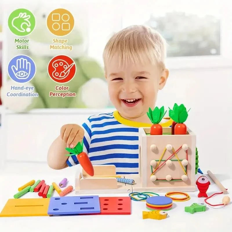 Wooden Activity Cube for Babies from 8 Months, Sensory Toys and Wooden Toys for 1 Year Old – image 4