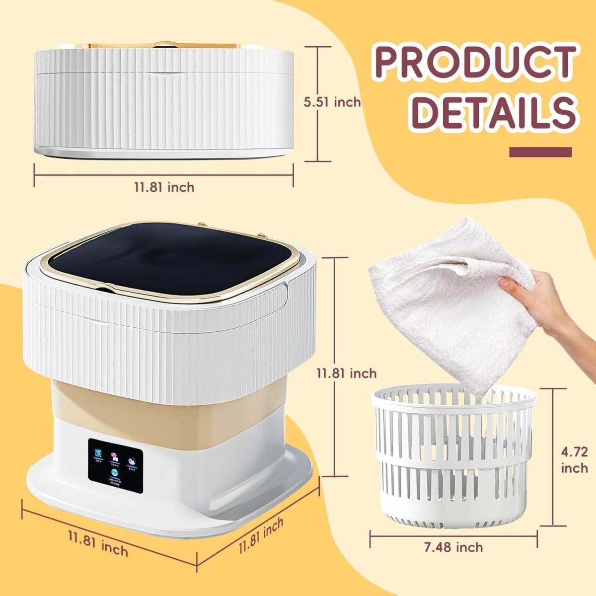 Portable Washing Machine, Foldable Mini Washing Machine 11 L with 4 Wash Modes – image 7