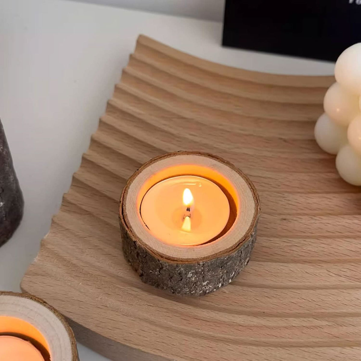 Wooden Candle Holders Set of 3, Tea Light Holders for LED Candles – image 4