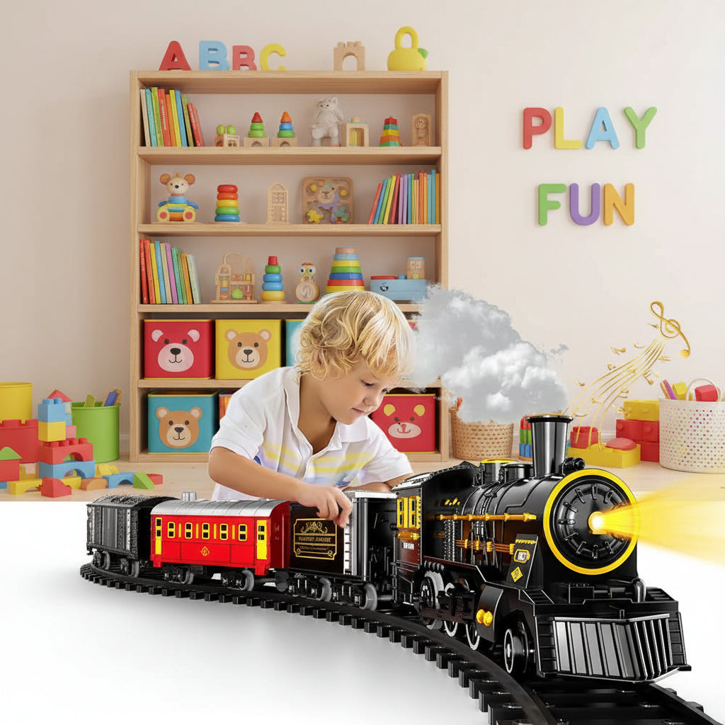 Christmas Train Set, Electric Childrens Train Set with Flexible Tracks, Battery Operated Toy Railway_03