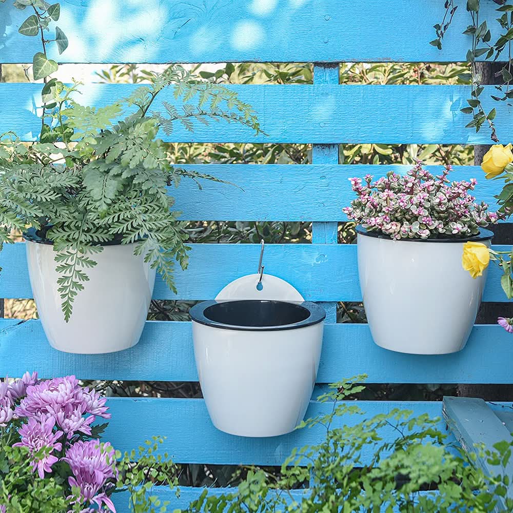 Self Watering Plant Pots, Wall Mounted Flower Pot with Bracket, Vertical Wall Planter for Indoor and Outdoor Plants