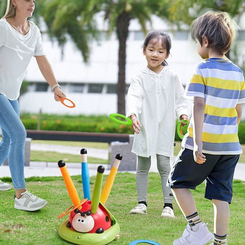 Outdoor Play Set 3 in 1, Skipping Rope, Ring Toss and Stomp Rocket, Garden Toys and Garden Games, Toys for 3 Year Olds