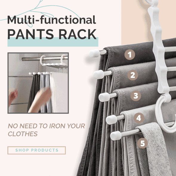 Space Saving Clothes Hangers 5 in 1, Skirt Hangers with Non Slip Bars, Steel Wardrobe Organiser for Trousers and Ties_10