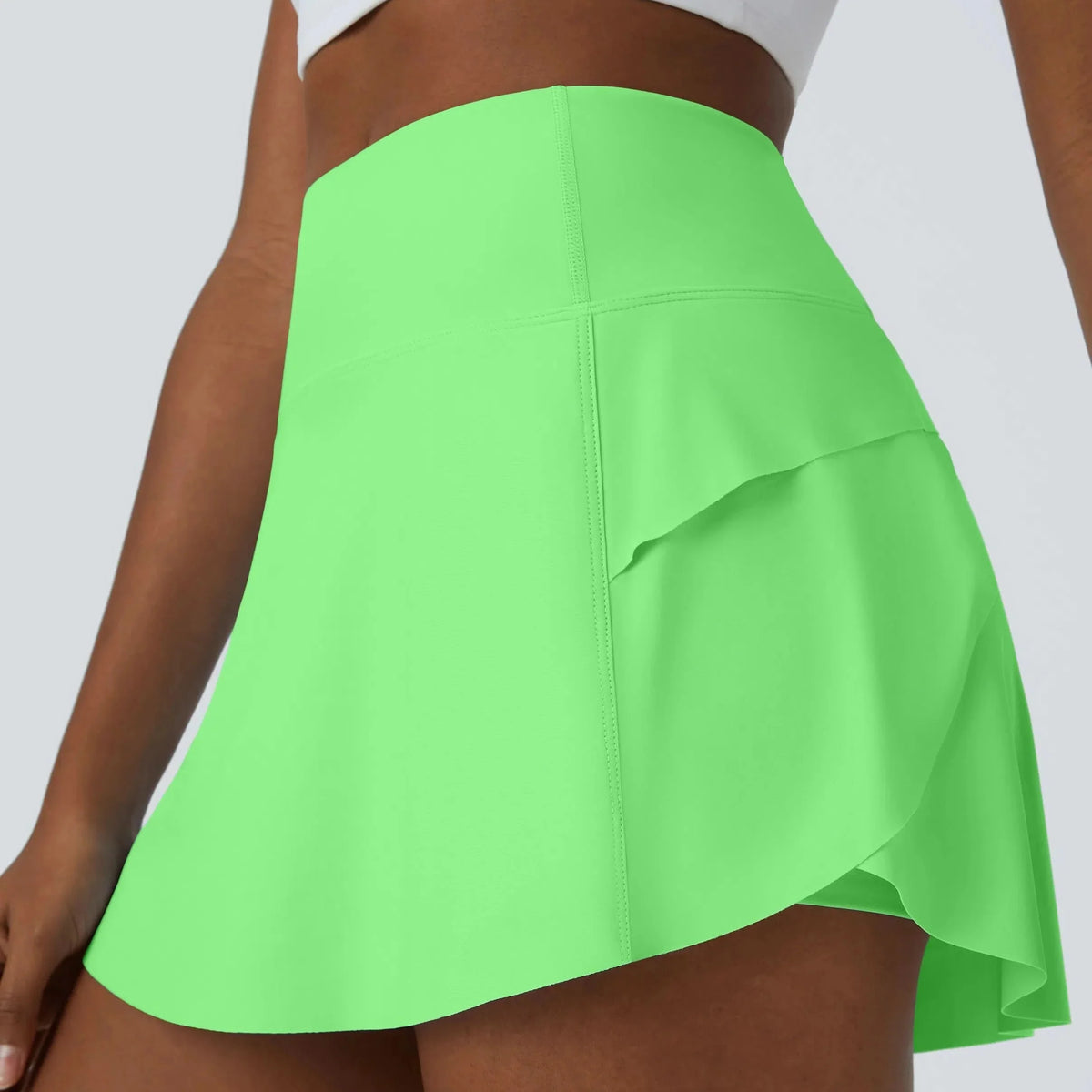 A Line Mini Skirt with Flat High Waistband, Dance Skirt with Shorts and Back Pocket – image 5