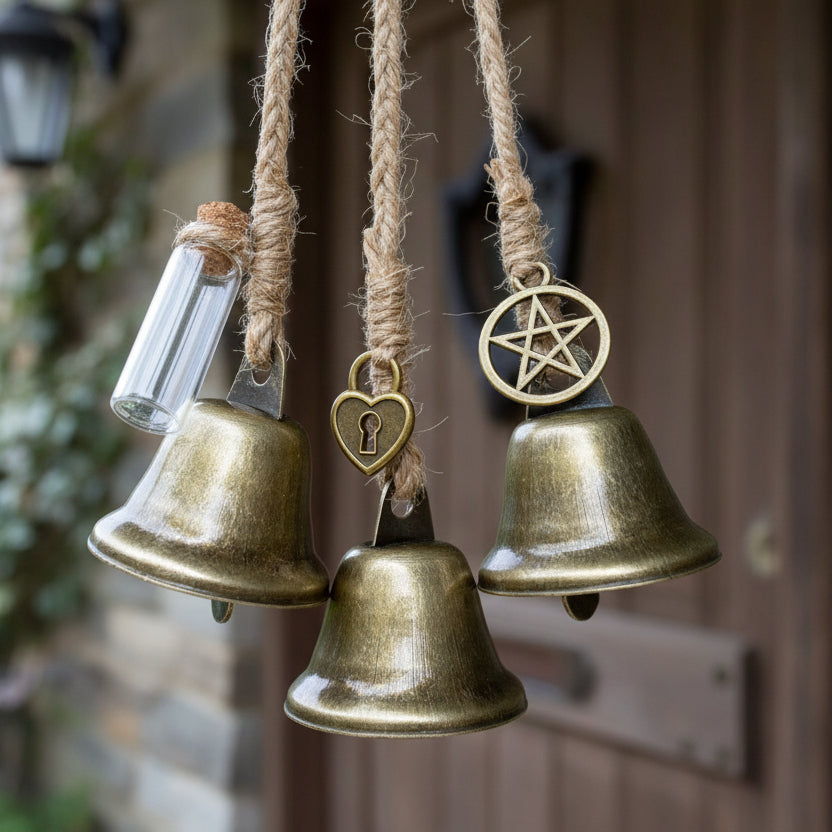 Wind Chimes, Witch Bells for Door with Tree of Life Charm and Brass Bells, Witchy Gifts, Housewarming Gift