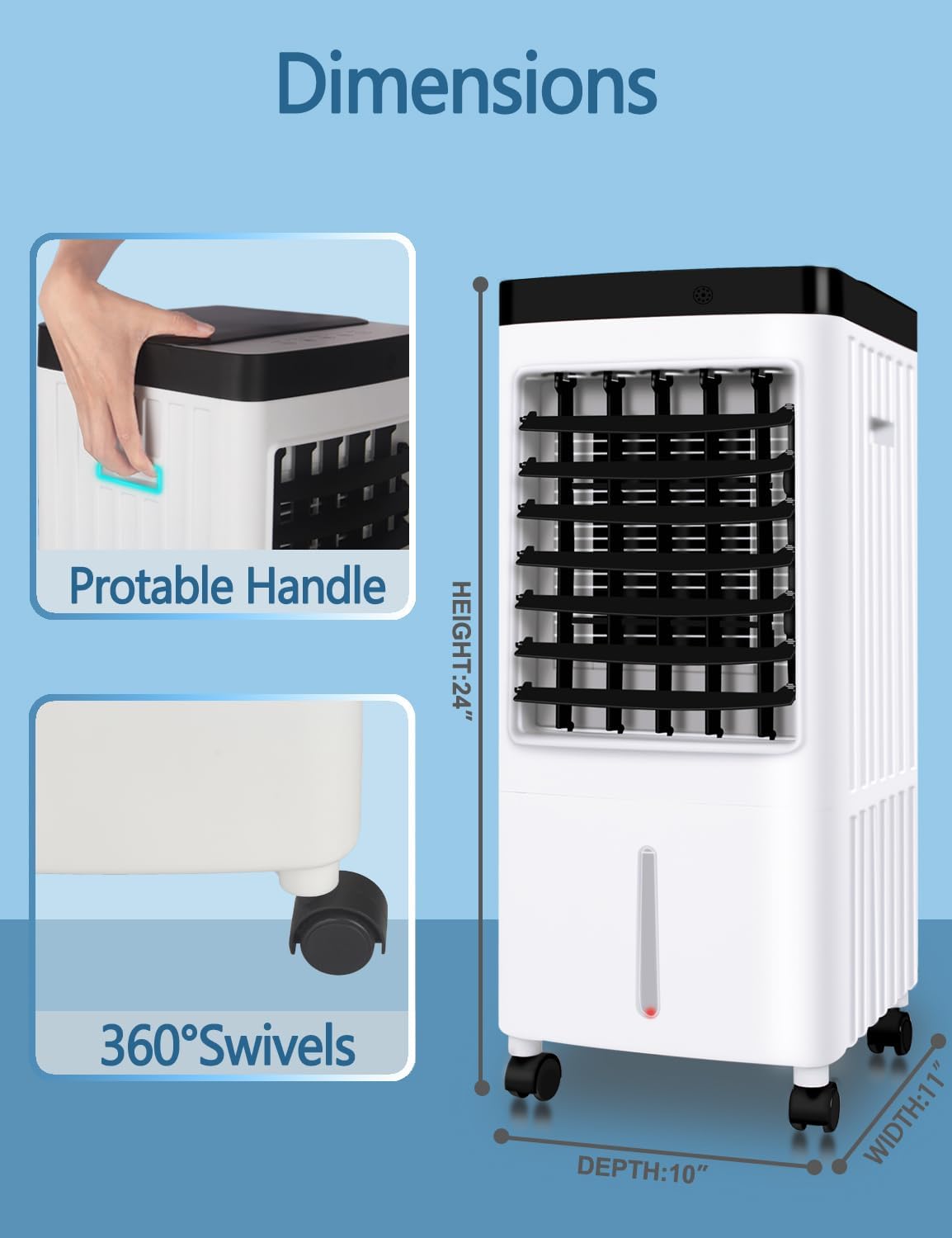 Versatile Portable Air Conditioner | 3-in-1 Evaporative Cooling Fan with 12-Hour Timer for Customized Comfort