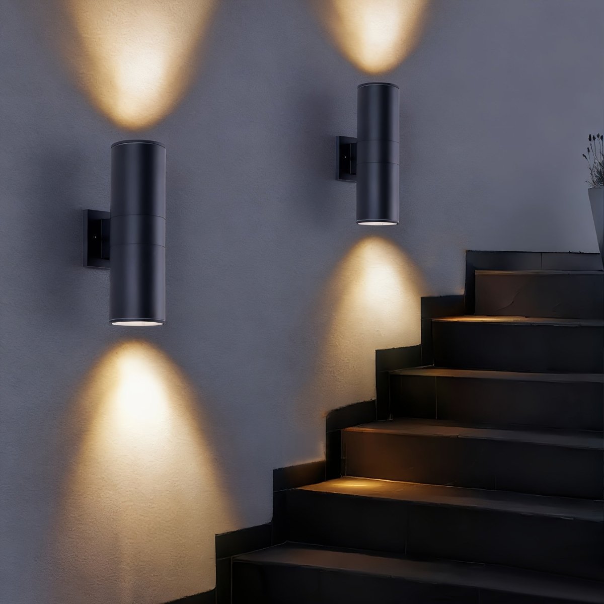 Outdoor Wall Lights Up and Down, Black External Wall Light 2 Pack, Exterior Wall Lights for House Facade