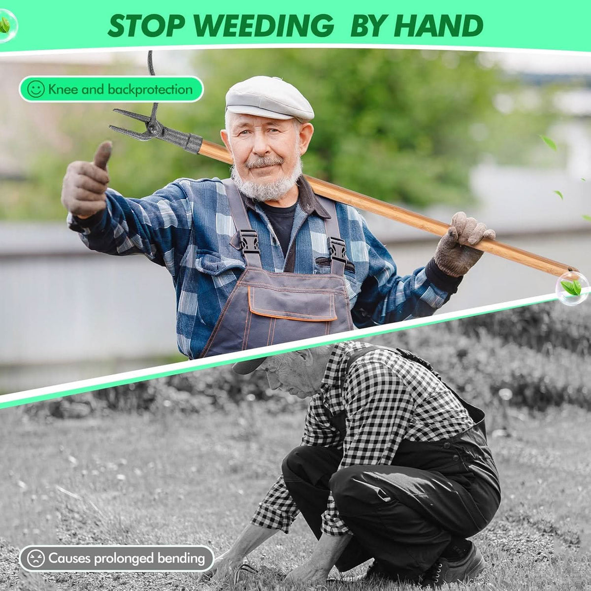Weed Remover Tool, Weed Pulling Tool with 4 Steel Claws, Weed Puller for Lawn and Flower Beds, Hand Weeding Tool_02