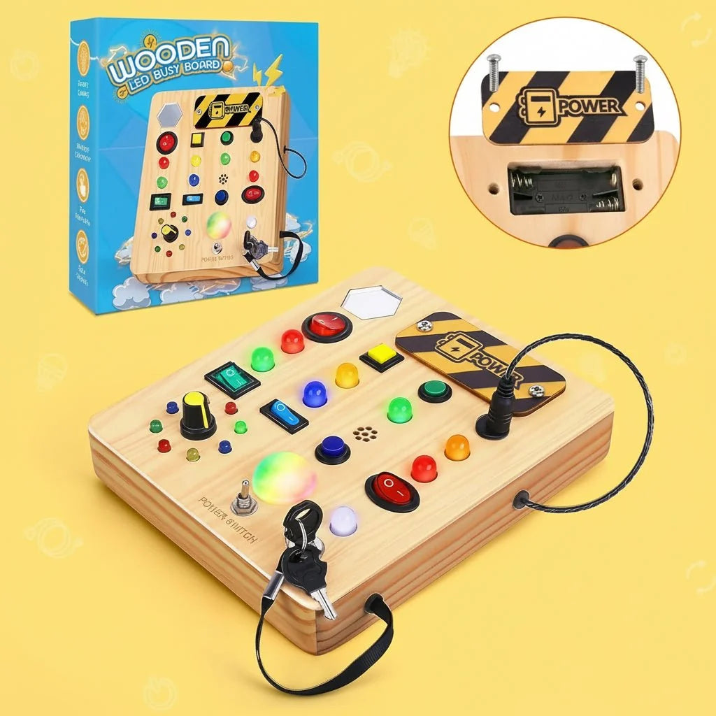 Montessori Busy Board with Lights and Music, Sensory Toys for 1 Year Old, Wooden Toys, Toddler Toys_04