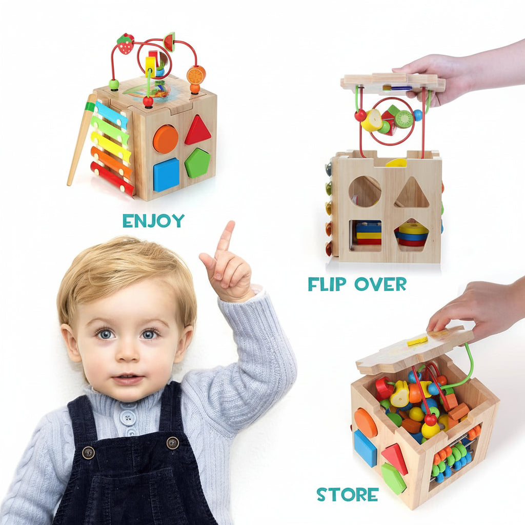 Activity Cube for Toddlers from 18 Months, Soft Play Cube with Bead Maze, Toys for 2 Year Olds, Shape Sorting Toy_02