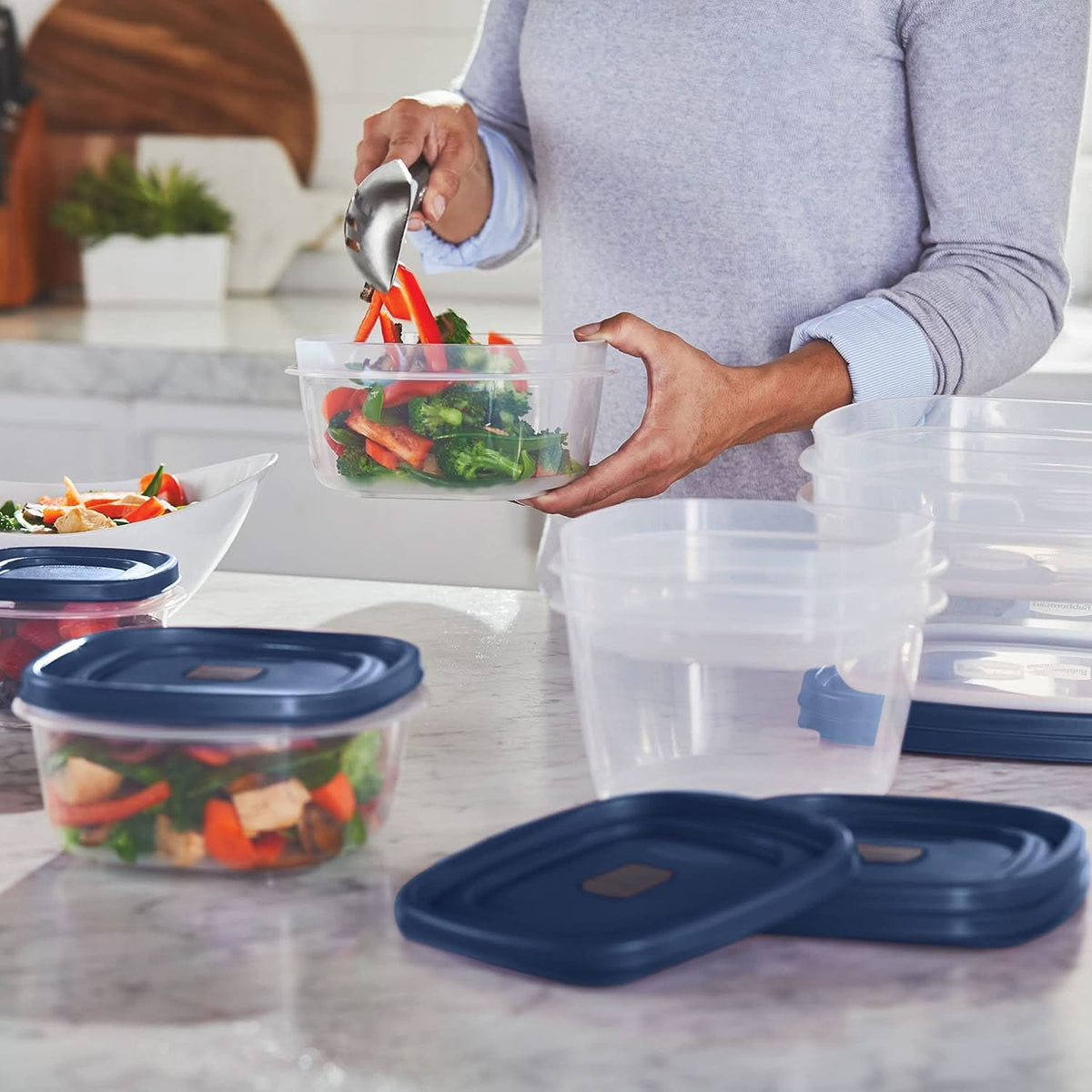 Meal Prep Containers, Food Storage Containers with Lids, Stackable Storage Boxes, Plastic Kitchen Storage, Tupperware
