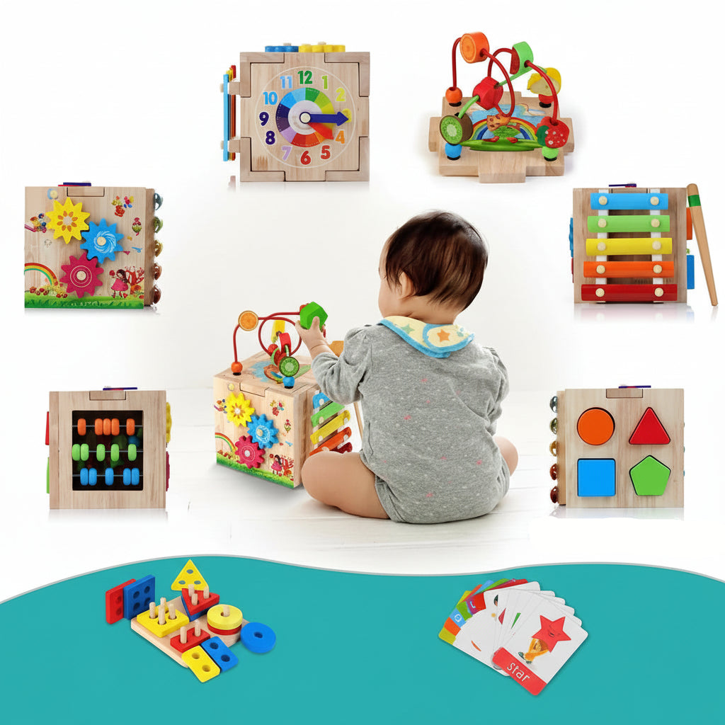Activity Cube for Toddlers from 18 Months, Soft Play Cube with Bead Maze, Toys for 2 Year Olds, Shape Sorting Toy_05