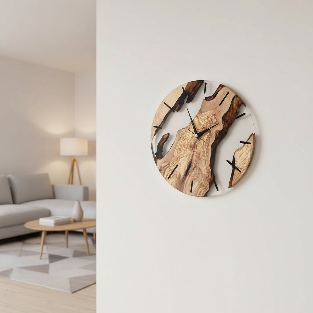 Wooden Wall Clock 30 cm, Silent Wall Clocks for Living Room and Bedroom, Scandinavian Wall Clock for Office_03