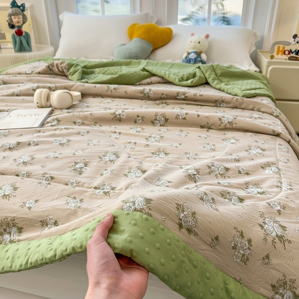 Throw Blanket, Lightweight Summer Blanket with Floral Print, Bedspread, Bed Throw and Sofa Throw for Bedroom_08