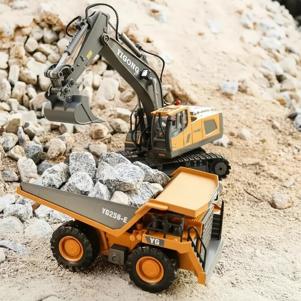 RC Excavator 2.4 GHz, Remote Controlled Excavator with Movable Arm, Toy Digger, RC Digger for Indoor and Outdoor_04
