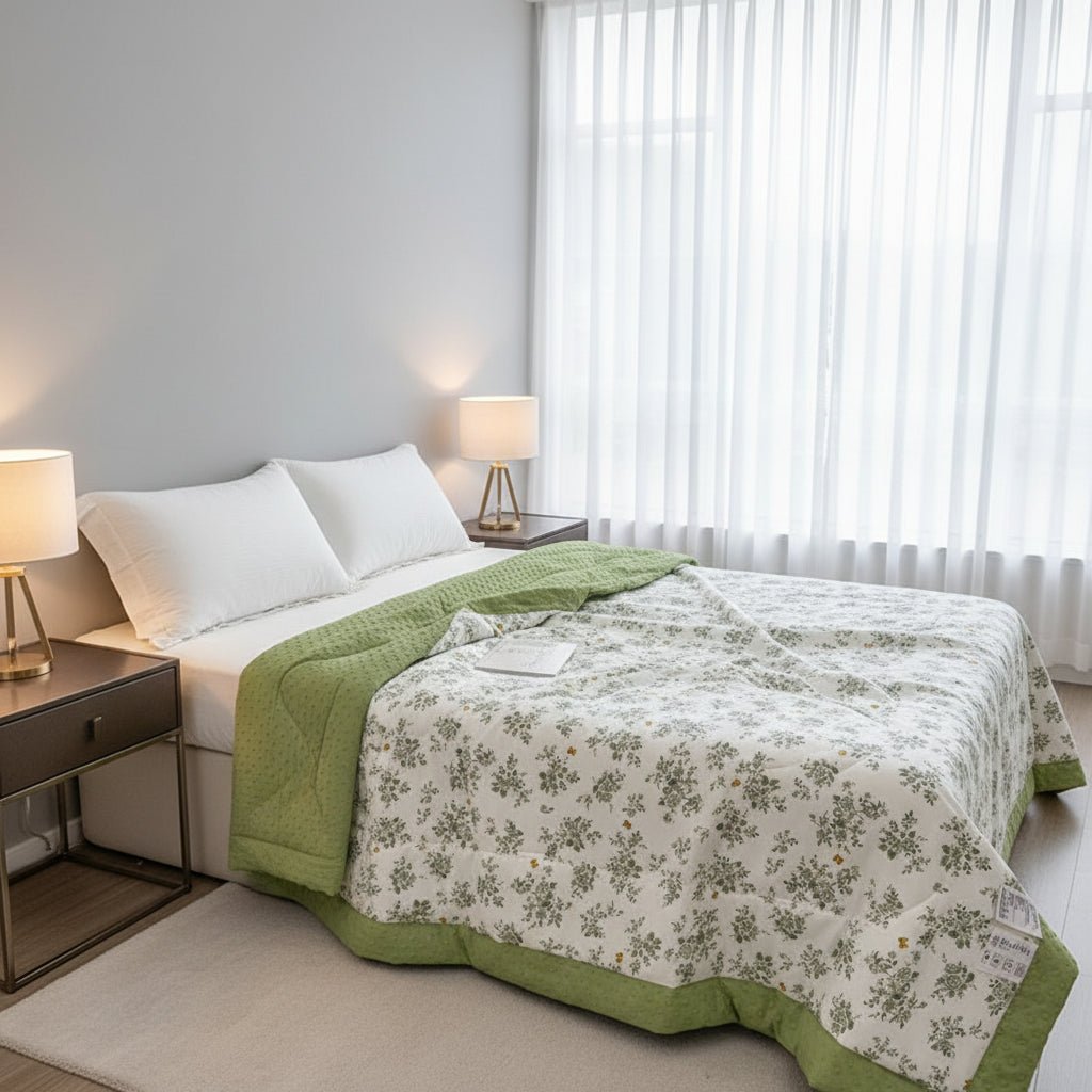 Throw Blanket, Lightweight Summer Blanket with Floral Print, Bedspread, Bed Throw and Sofa Throw for Bedroom_01