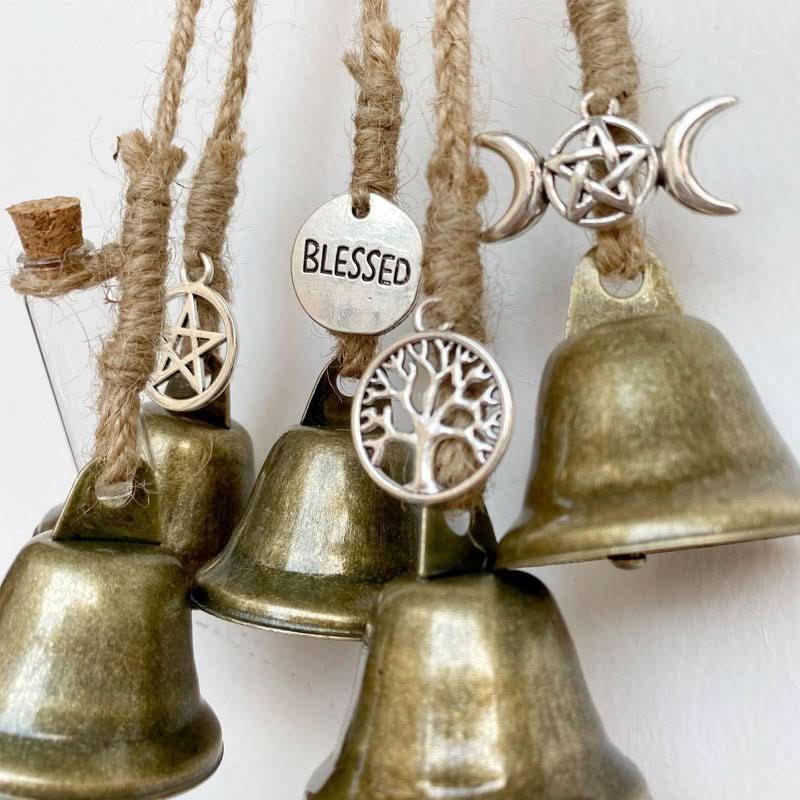 Wind Chimes, Witch Bells for Door with Tree of Life Charm and Brass Bells, Witchy Gifts, Housewarming Gift_02