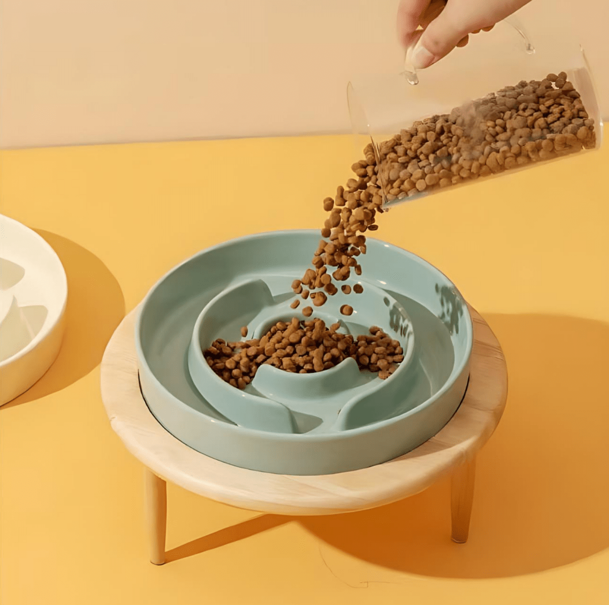 Slow Feeder Dog Bowls, Ceramic Cat Bowl for Dry and Wet Food, Dog Bowl with Stand Option, Slow Feeder for Dogs and Cats_00
