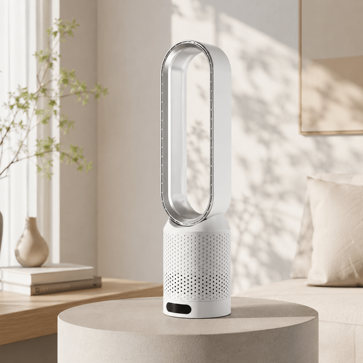 Tower Fan 3 in 1, Bladeless Fan with Oscillation and 6 Speeds, Rechargeable Fan for Home and Bedroom