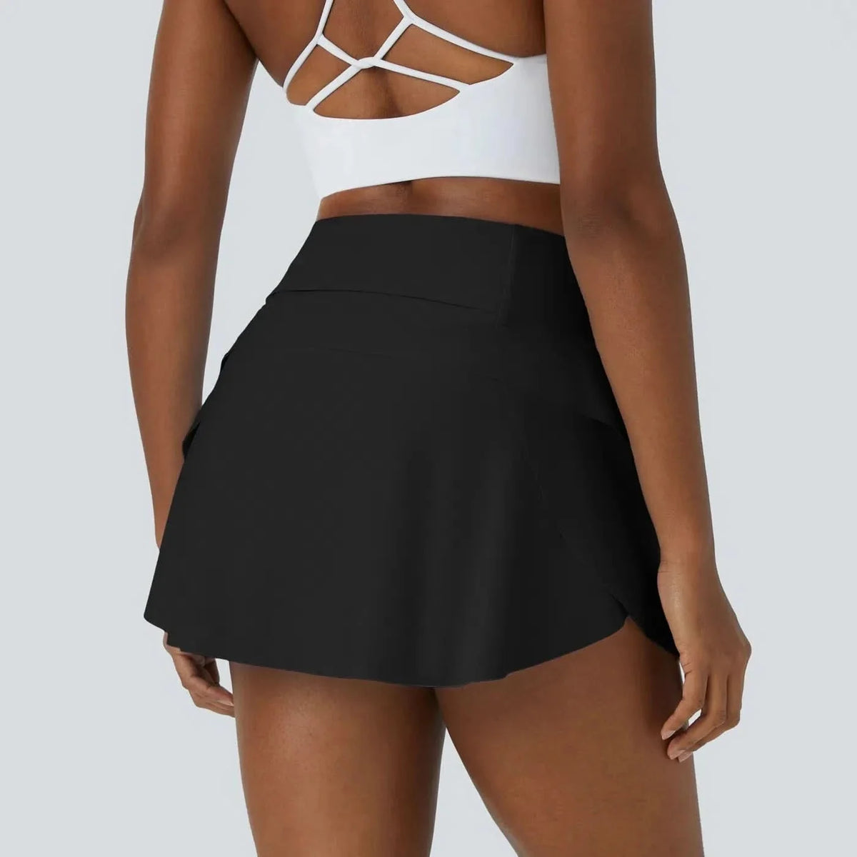 A Line Mini Skirt with Flat High Waistband, Dance Skirt with Shorts and Back Pocket – image 11