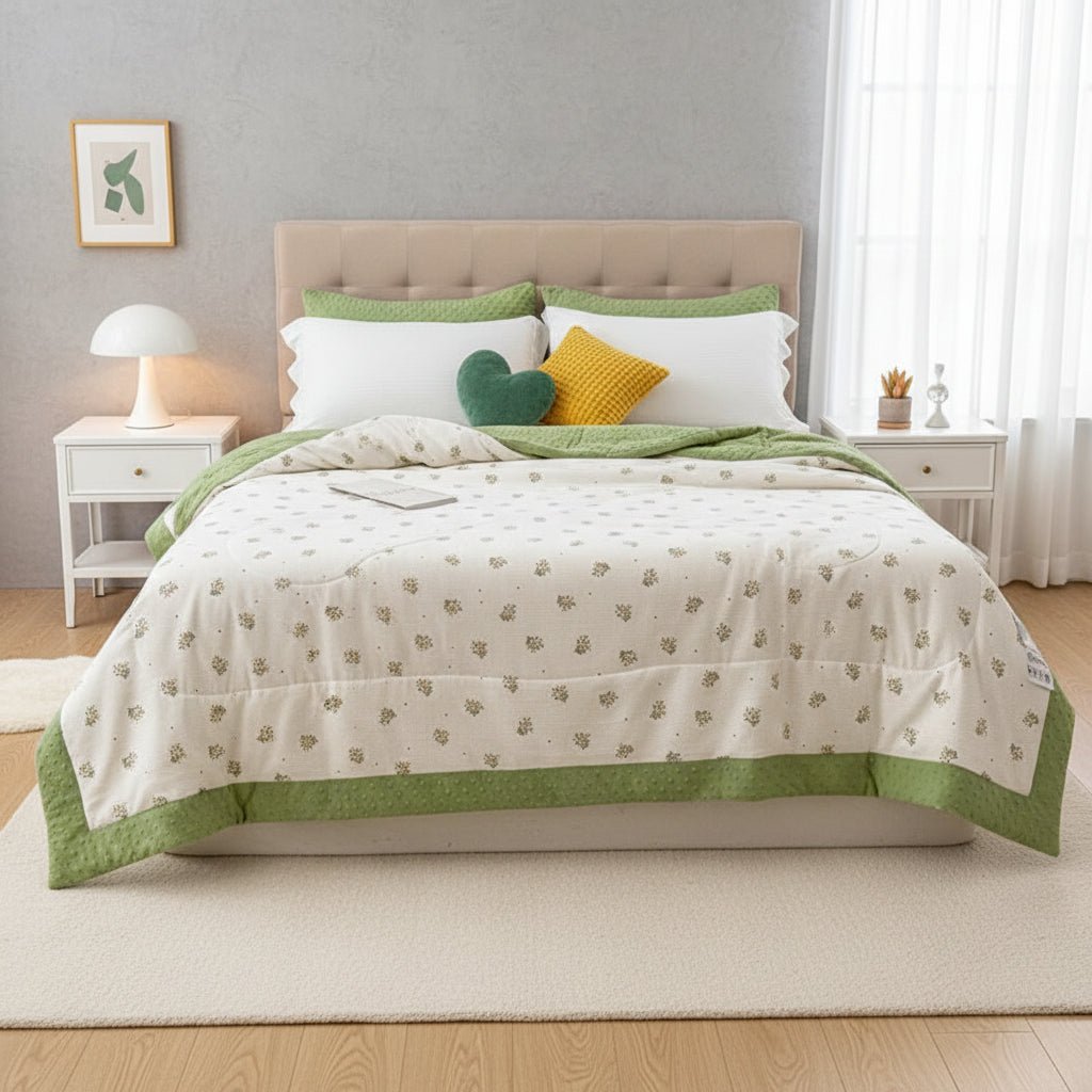 Throw Blanket, Lightweight Summer Blanket with Floral Print, Bedspread, Bed Throw and Sofa Throw for Bedroom