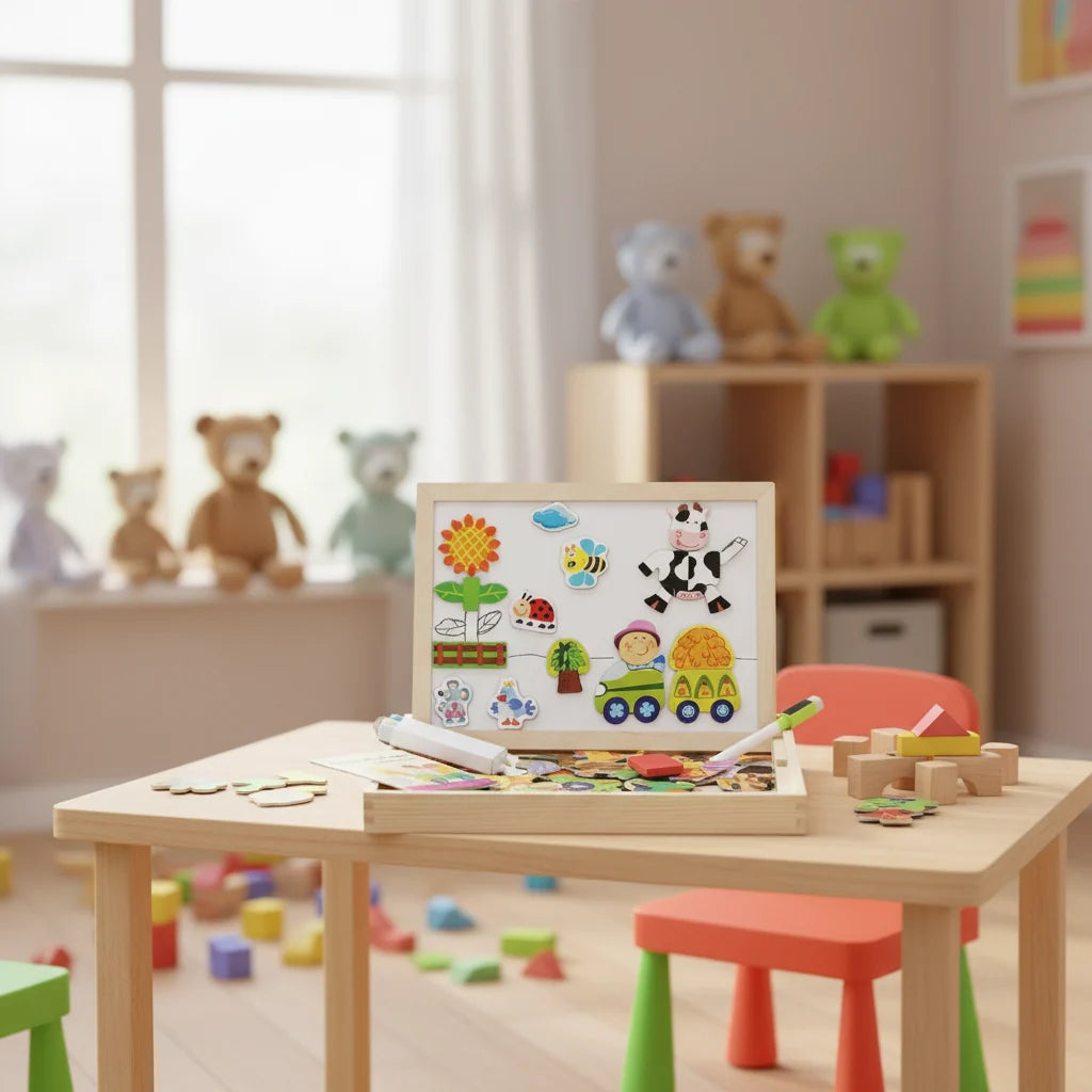 Magnetic Drawing Board, Double Sided Magnetic and Chalkboard with Letters or Shapes, Learning Toys for 3 Year Olds_04