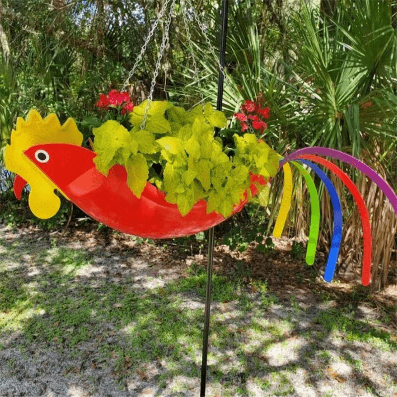 Hanging Planter in Bird Design, Parrot and Rooster Hanging Plant Pot, Garden Ornament for Balcony, Hanging Basket_02