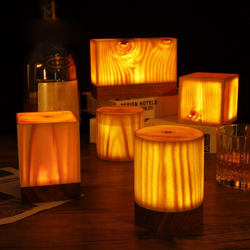Small Table Lamp, LED Table Lamp with Wood Grain Finish, Modern Bedside Lamp for Home Office and Shelf_01