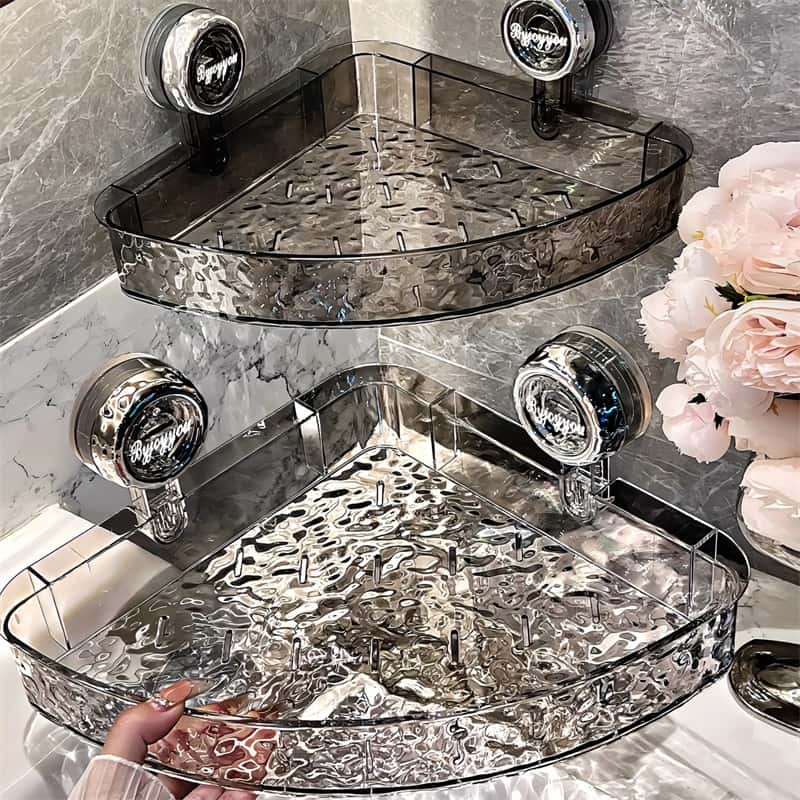 Wall Shelf No Drill, Corner Shelf with Suction Cup, Bathroom Storage, Kitchen Shelf for Office and Living Room_06