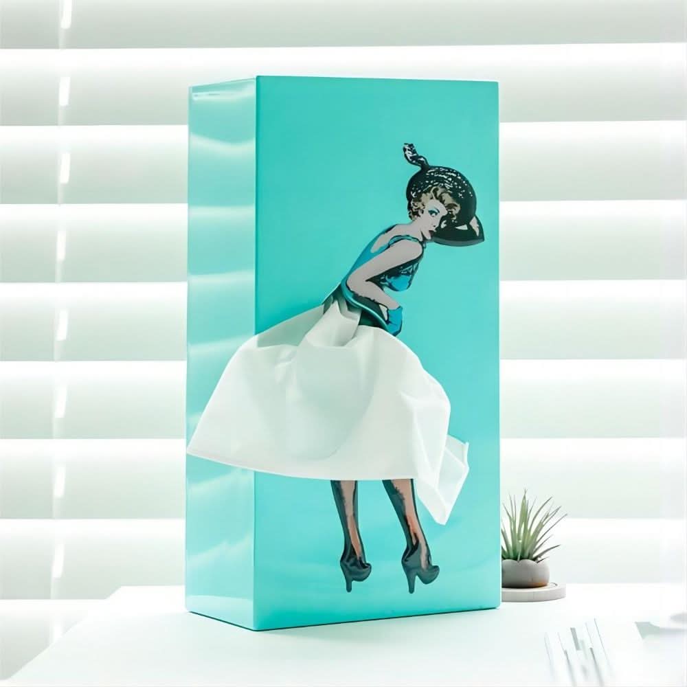 Tissue Box Holder with Dancing Woman Design, Novelty Tissue Holder, Bathroom Accessories and Quirky Home Decor_03