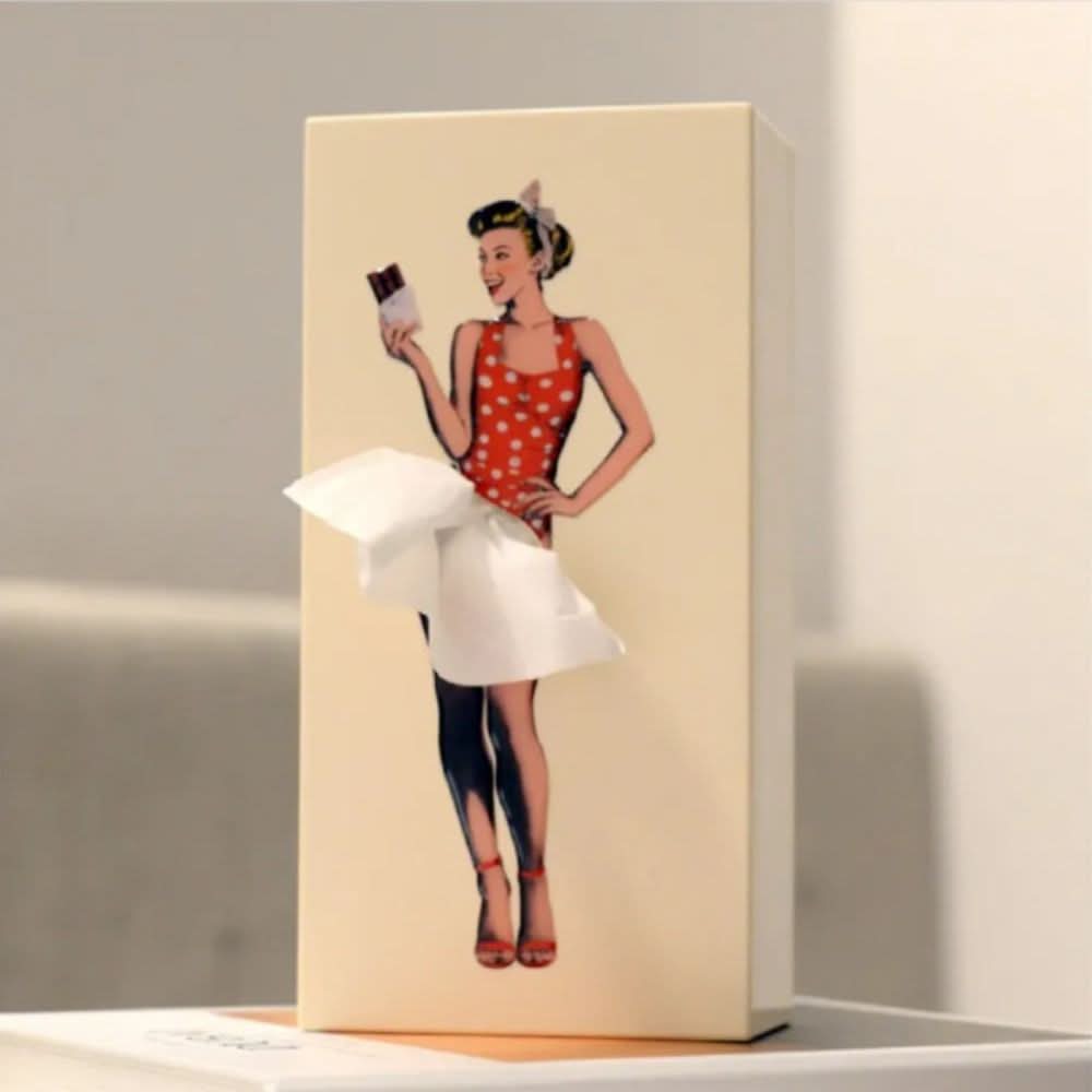 Tissue Box Holder with Dancing Woman Design, Novelty Tissue Holder, Bathroom Accessories and Quirky Home Decor_05