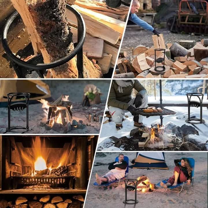 Manual Log Splitter, Kindling Splitter for Firewood, Metal Wood Splitter for Garden and Camping_04