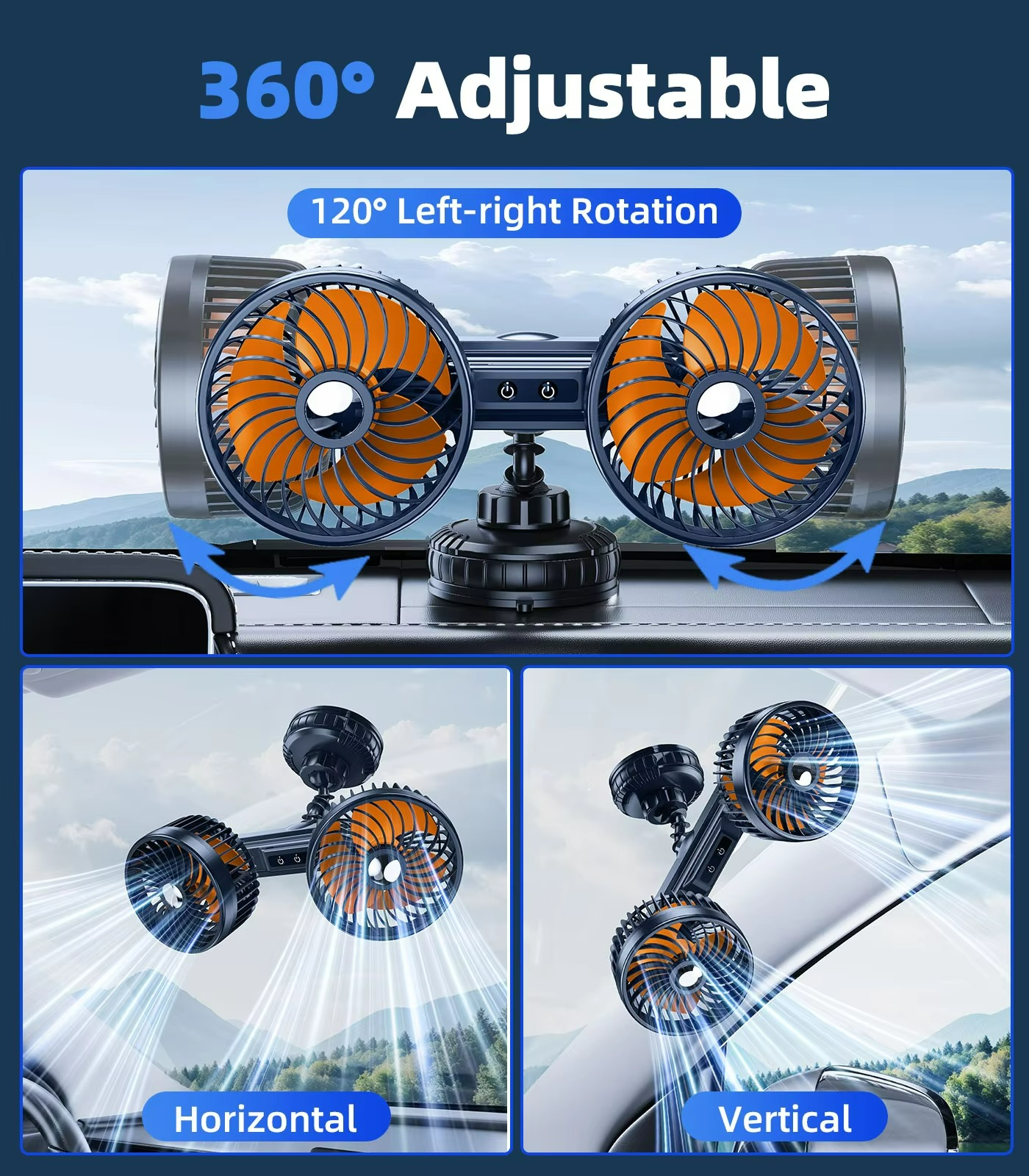 AeroBreeze | Car Fan with 4000 mAh Battery & 3 Speed Settings | Wireless Comfort for Long Drives 2