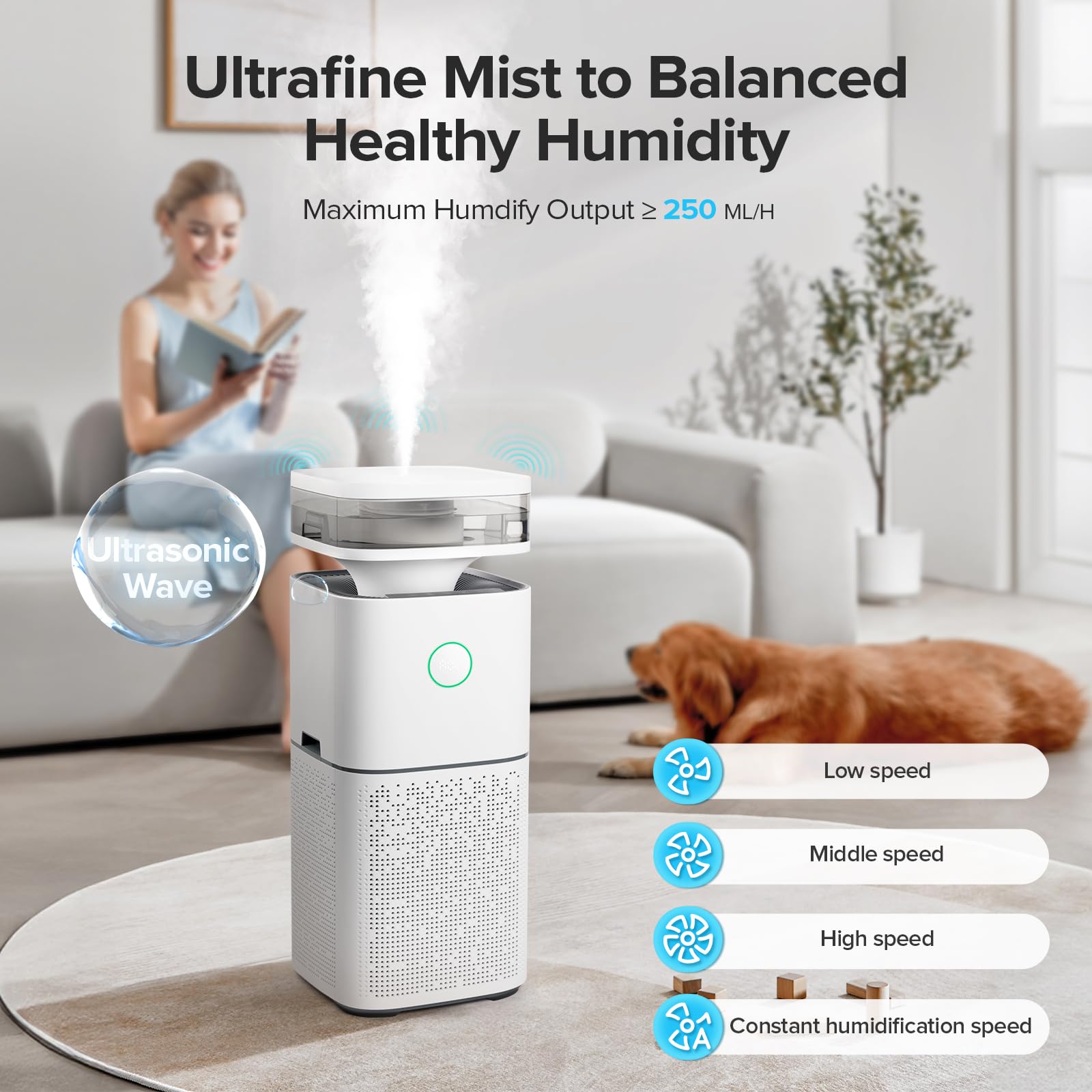 Air Purifier & Humidifier Combo for Large Rooms with Smart Sensors | Optimal Air Quality Control