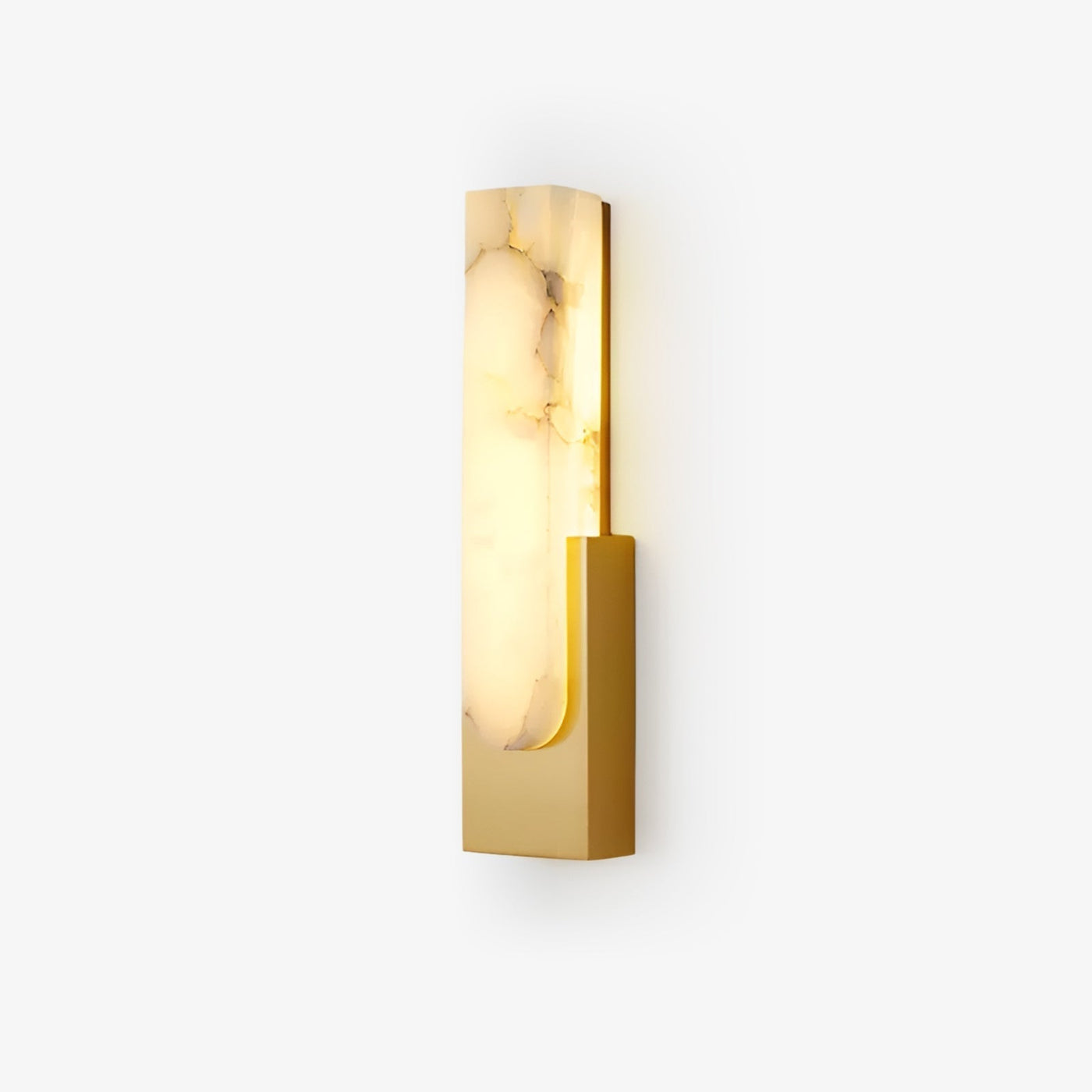 AlabasterGlow | Elegant Modern Brass Wall Sconce Lighting with Ambient LED 7