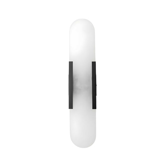 AlabasterGlow | Elegant Slim LED Wall Sconce with Wrought Iron Frame 0
