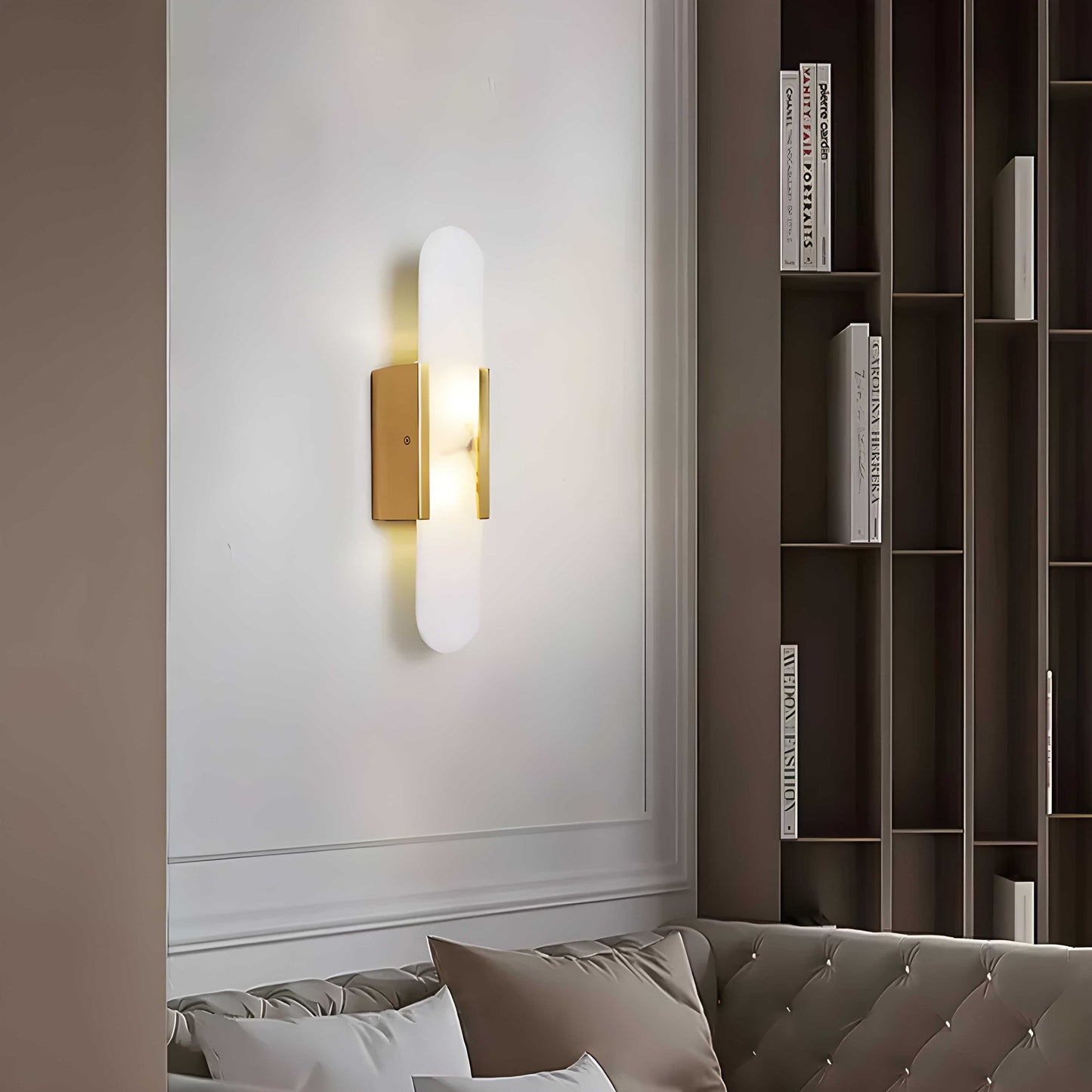 AlabasterGlow | Elegant Slim LED Wall Sconce with Wrought Iron Frame 6