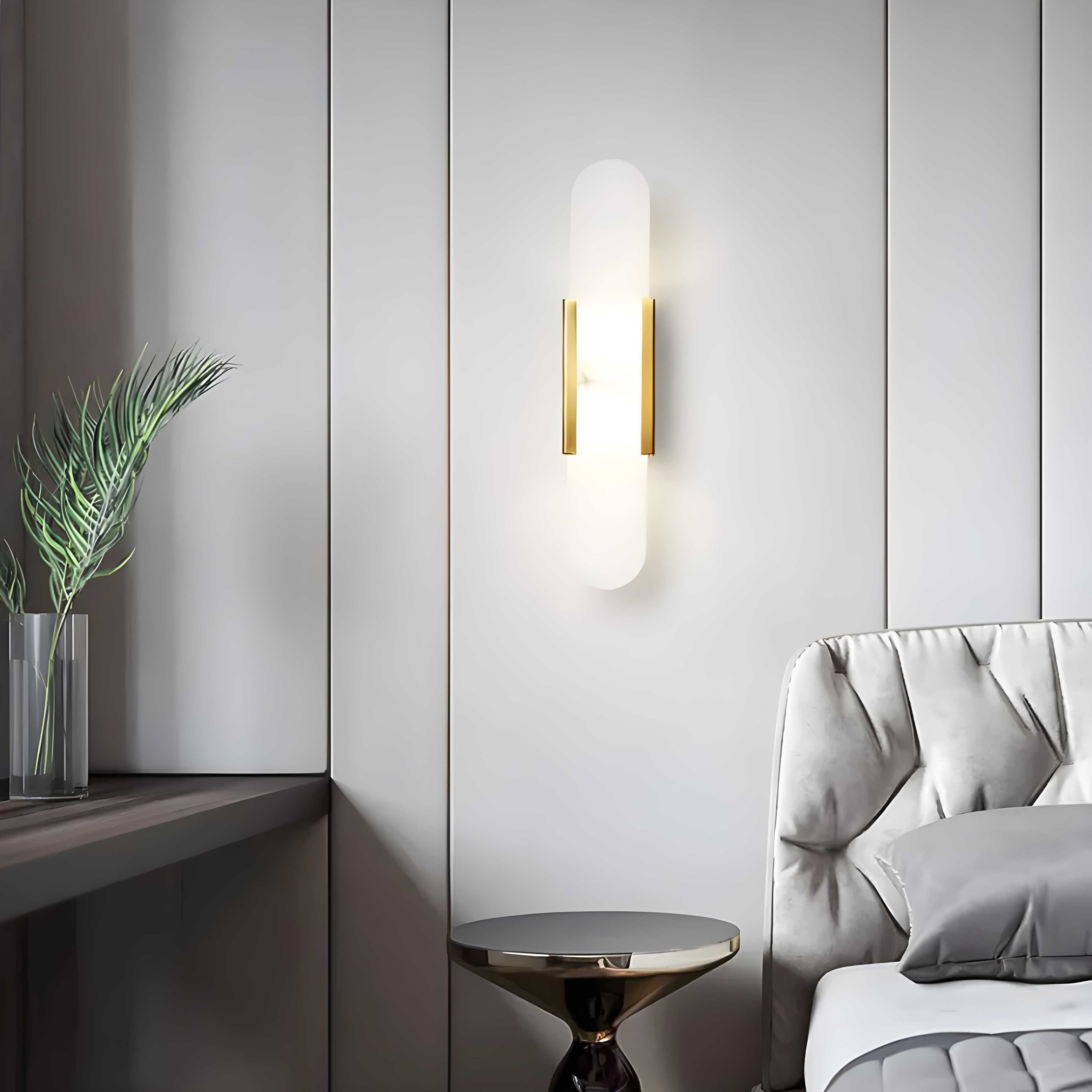 AlabasterGlow | Elegant Slim LED Wall Sconce with Wrought Iron Frame 7