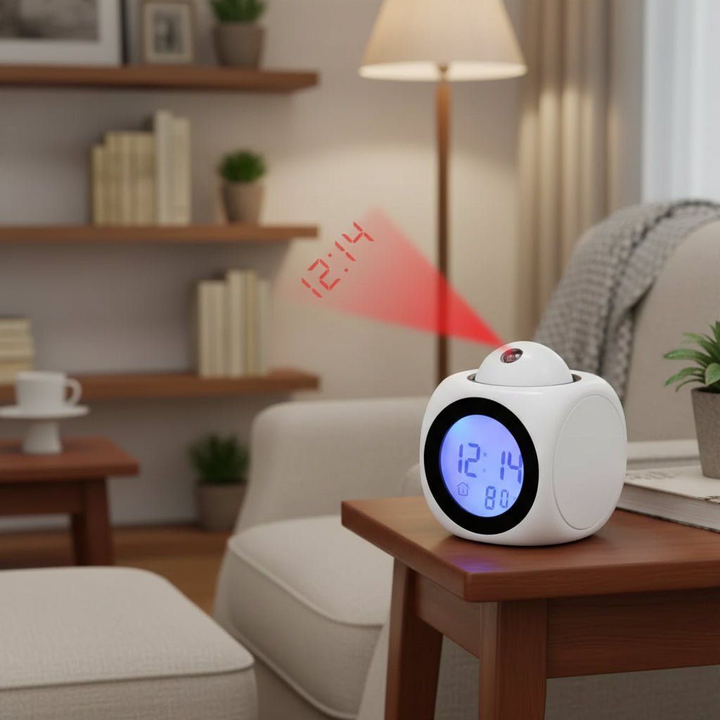 Digital Clock with Ceiling Projection, Digital Alarm Clock with Temperature Display, Bedside Clock with Dual Alarm