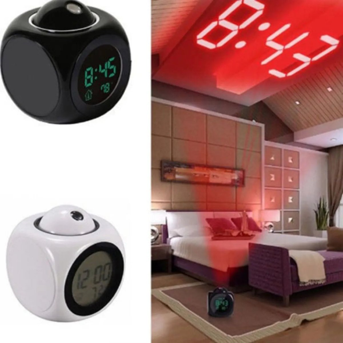 Digital Clock with Ceiling Projection, Digital Alarm Clock with Temperature Display, Bedside Clock with Dual Alarm_01