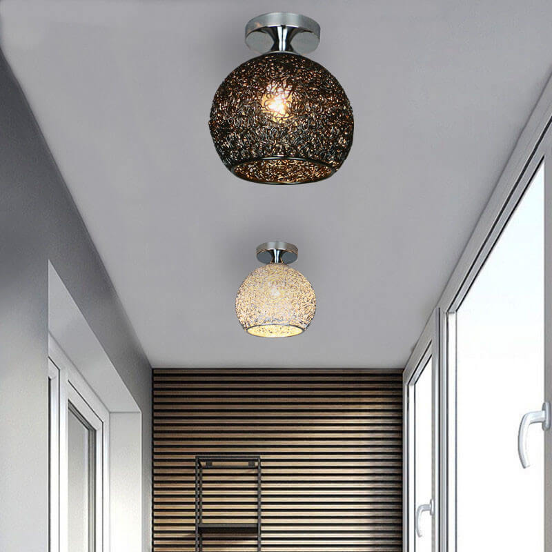 AluminaDome | Elegant Textured LED Semi-Flush Ceiling Light Fixture