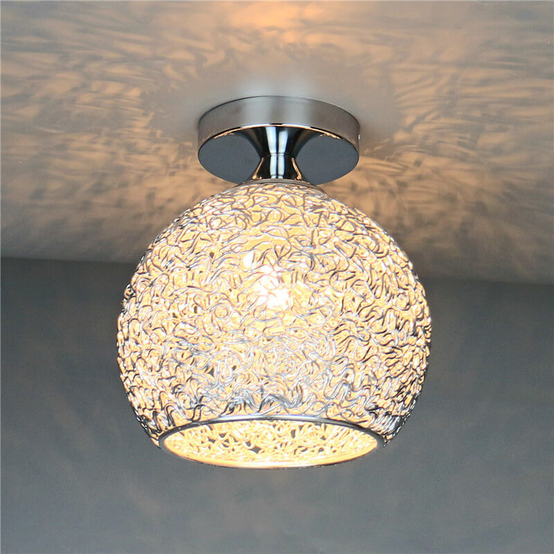 AluminaDome | Elegant Textured LED Semi-Flush Ceiling Light Fixture