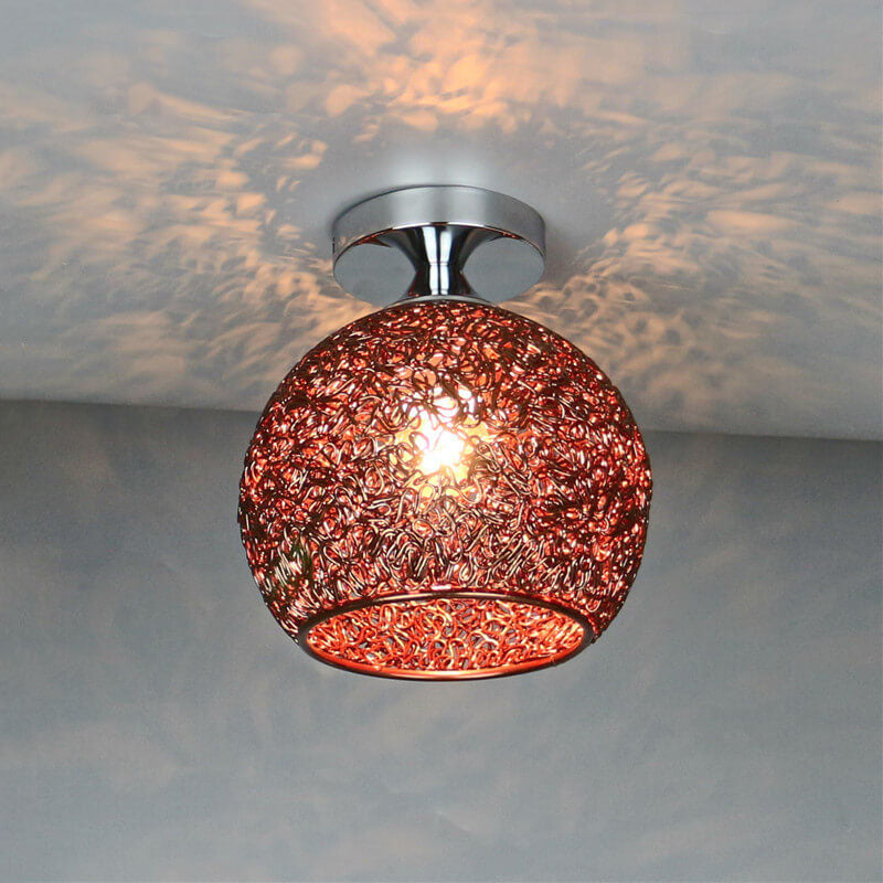 AluminaDome | Elegant Textured LED Semi-Flush Ceiling Light Fixture 10