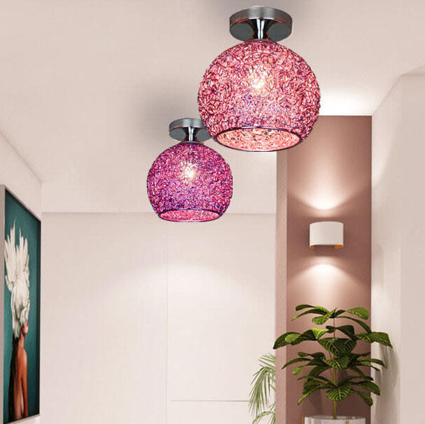 AluminaDome | Elegant Textured LED Semi-Flush Ceiling Light Fixture 5