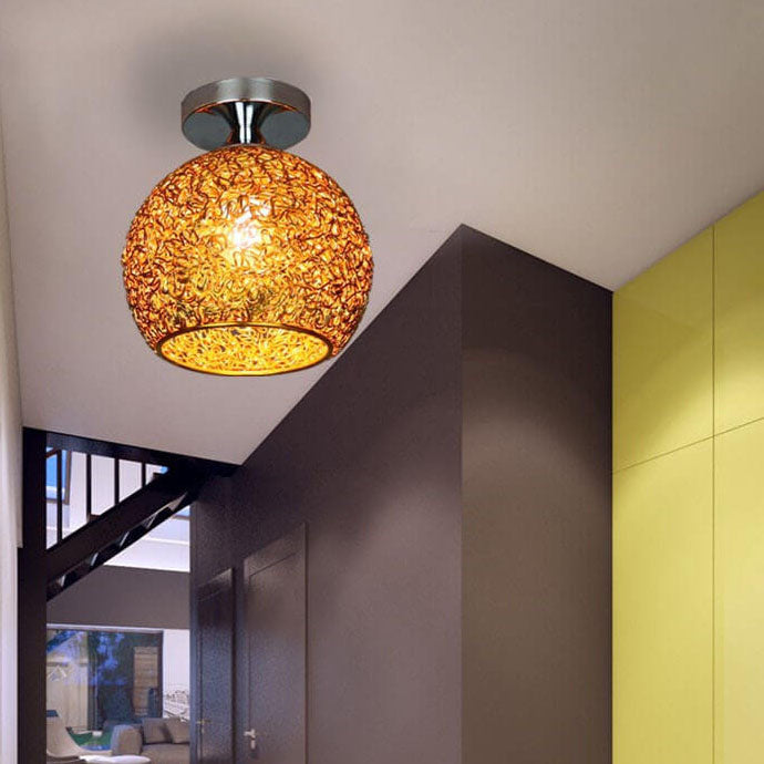 AluminaDome | Elegant Textured LED Semi-Flush Ceiling Light Fixture 6