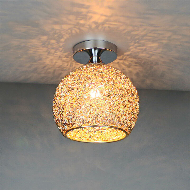 AluminaDome | Elegant Textured LED Semi-Flush Ceiling Light Fixture 9