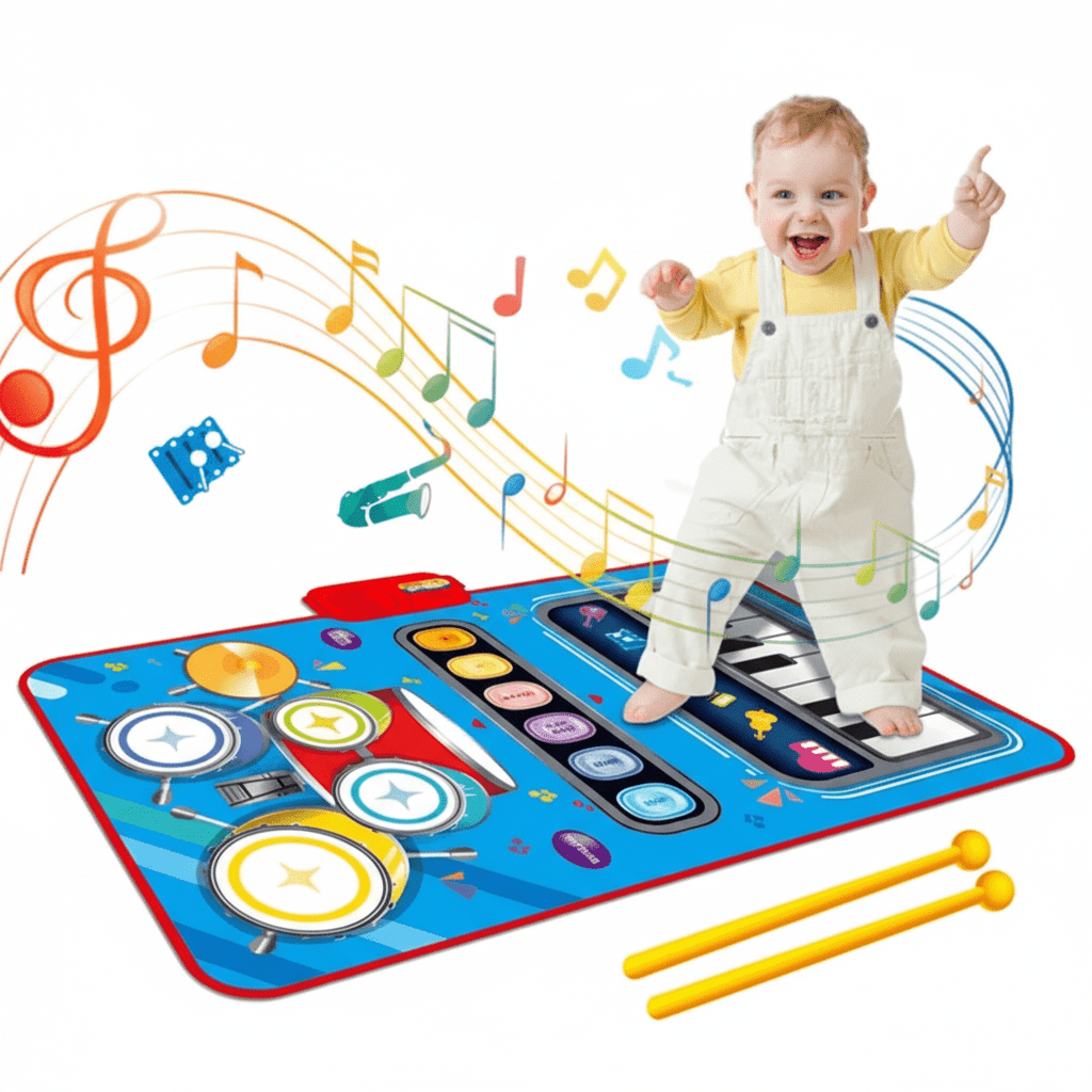 Kids Dance Mat with 5 Instruments, Musical Play Mat with Piano and Drums, Educational Toys from 3 Years_08