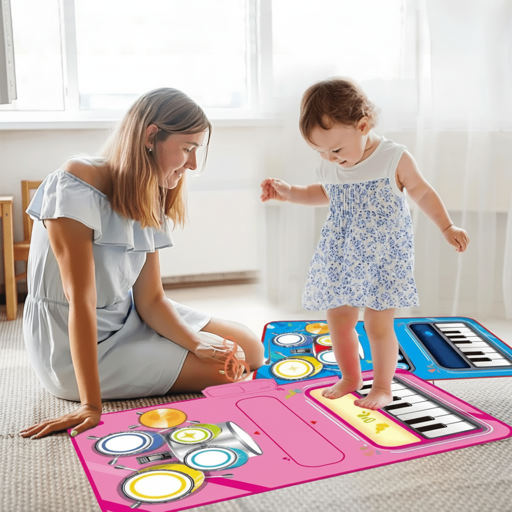 Kids Dance Mat with 5 Instruments, Musical Play Mat with Piano and Drums, Educational Toys from 3 Years_00