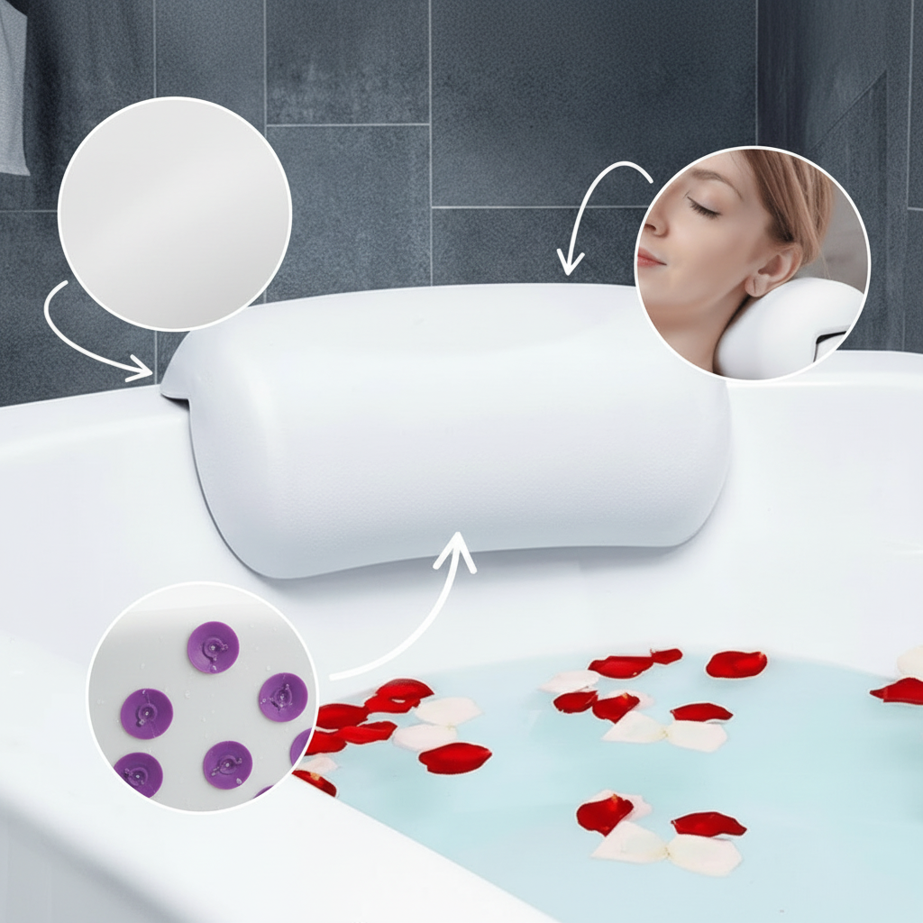 Bath Pillows Non Slip, Ergonomic Bath Cushion for Head and Neck