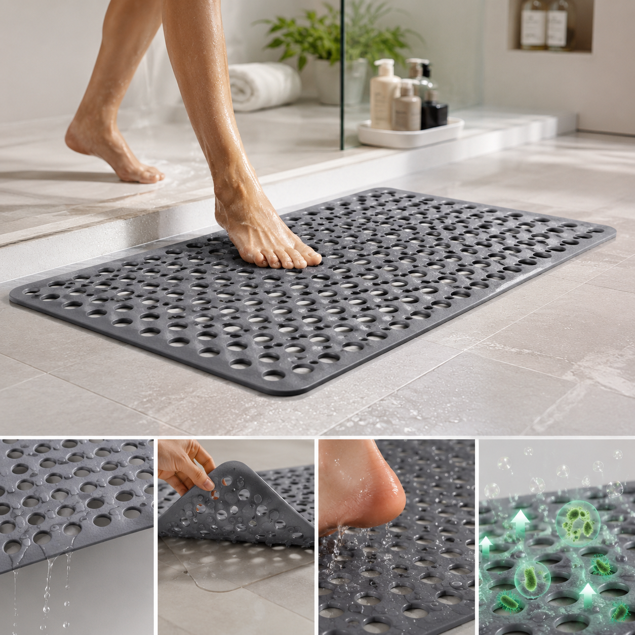AquaGuard | Non-Slip Shower Mat with Antimicrobial Protection | Comfortable Anti-Slip Design for Safety and Hygiene 1